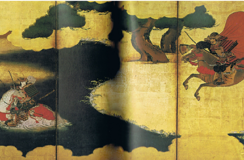源平合戦の図の屏風・敦盛と直実