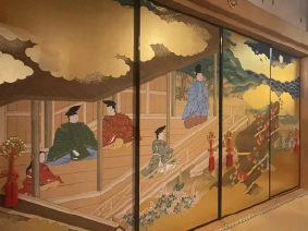須磨区月見山周辺の歴史スポット・現光寺の「源氏物語の須磨の巻」を描いた襖絵